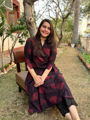 Dark Wine Slub Aline Kurta