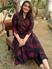 Dark Wine Slub Aline Kurta