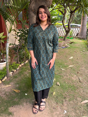 Forest Flower V Neck Kurta by Sanskritam