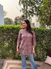 Cherry grey geometric kurti