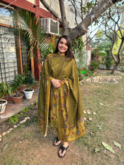 Leaf green Floral Spun suit set