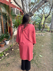 Peach embroidered Phiran (Loose fitting)