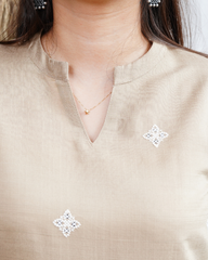 Beige Embroidered Kurta