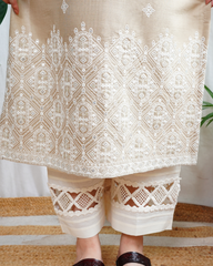 Beige Embroidered Kurta