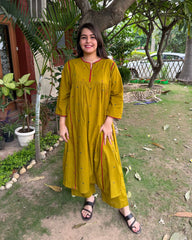 Mustard buti gather style Coord set