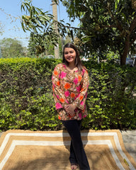 Mehendi floral Rayon short kurti