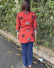 Maroon Circle Print Short kurti