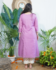 Lavender Textured Chanderi Aline kurta