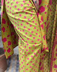 Parrot Green floral yoke Suit Set