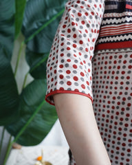 Cream Bindi designer kurta with Linen duppata