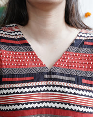 Cream Bindi designer kurta with Linen duppata