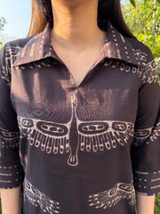Black Bird Co-ord Set close up by MySanskritam