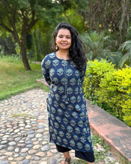 Blue lotus sanganeri kurta