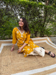 Mustard Full embroidered Long kurta