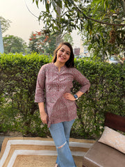 Cherry grey geometric kurti
