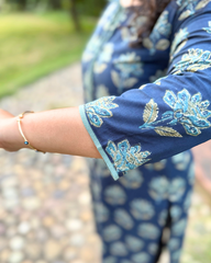 Blue lotus sanganeri kurta