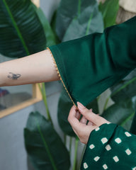 Green Solid Modal Kurta with Bandhani Dupatta