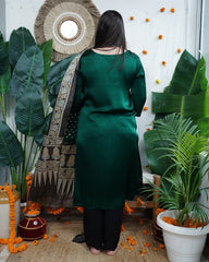 Green Solid Modal Kurta with Bandhani Dupatta