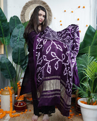 Purple Bandhani Modal Kurta Dupatta Set