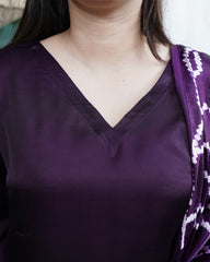 Purple Bandhani Modal Kurta Dupatta Set