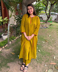Mustard buti gather style Coord set
