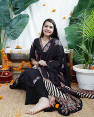 Dark Wine Buta Modal Kurta Dupatta Set