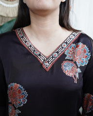 Dark Wine Buta Modal Kurta Dupatta Set