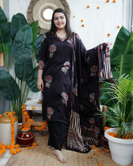 Dark Wine Buta Modal Kurta Dupatta Set