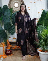 Dark Wine Buta Modal Kurta Dupatta Set