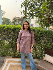 Cherry grey geometric kurti