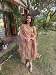 Soft brown embroidered woollen suit set