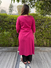 Gulabi Grace Embroidered Cotton Kurta from the back by MySanskritam