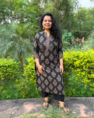 Black buta Ban neck kurta