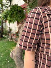 Brown Ajrakh handblock printed dress