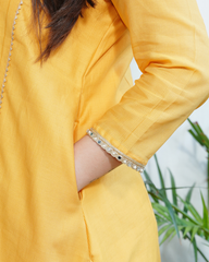 Haldi Textured Chanderi Aline kurta