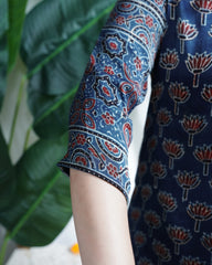 Blue Lotus Handblock Modal Silk Kurti
