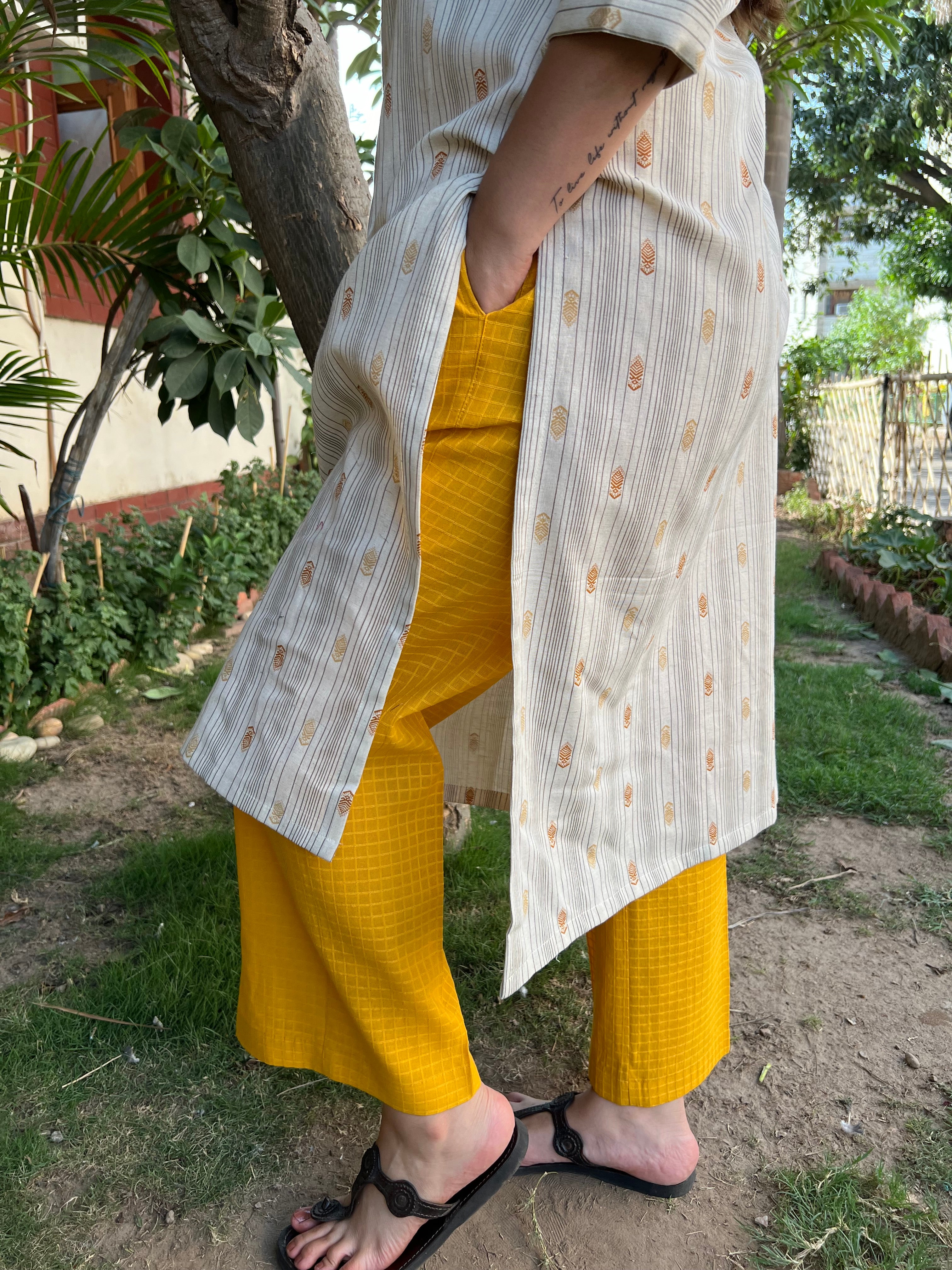 Mustard yellow Solid Palazzo - MYSANSKRITAM