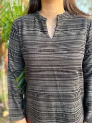 Grey black Kullu border woollen short kurti