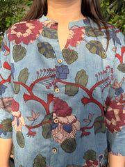 Dusty blue floral printed Shirt
