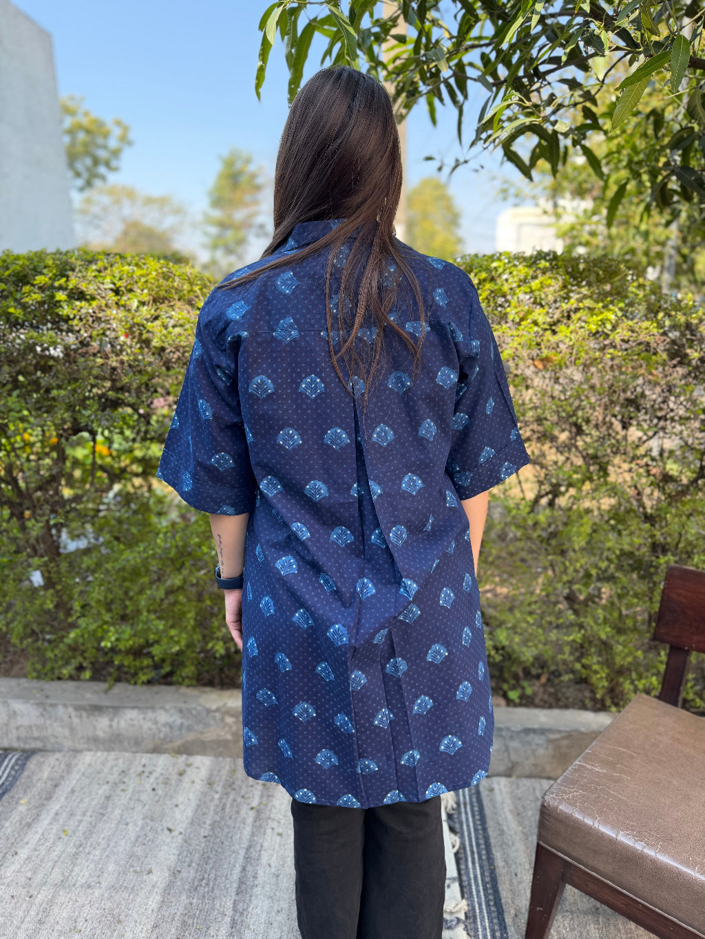 Indigo Dots Top from the back by MySanskritam