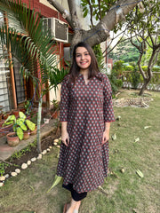 Grey leaf aline kurta