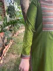 Green woollen Yoke kurta