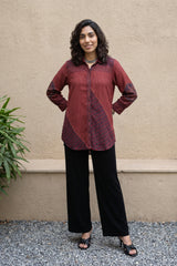 Maroon muslin silk shirt