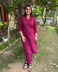 Burgundy small leaf south cotton coord set