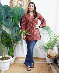 Maroon Triangle geometric kurti