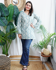 Pastel blue ambi short kurti