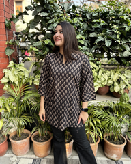 Brown buti short kurti