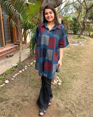 Blue Checks easy breezy kurti top
