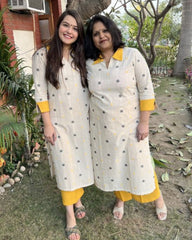 Cream mustard south cotton coord set