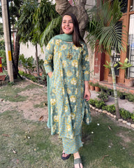Pista Green yellow Lacework Aline full suit set
